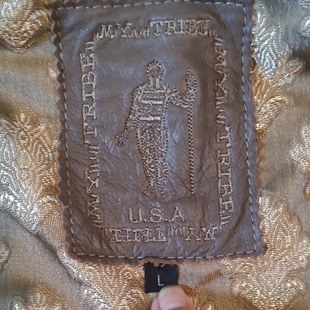 My Tribe Ladies Green Waterproof Vest with Brown Leather Detail Size Large EUC - Picture 9 of 14